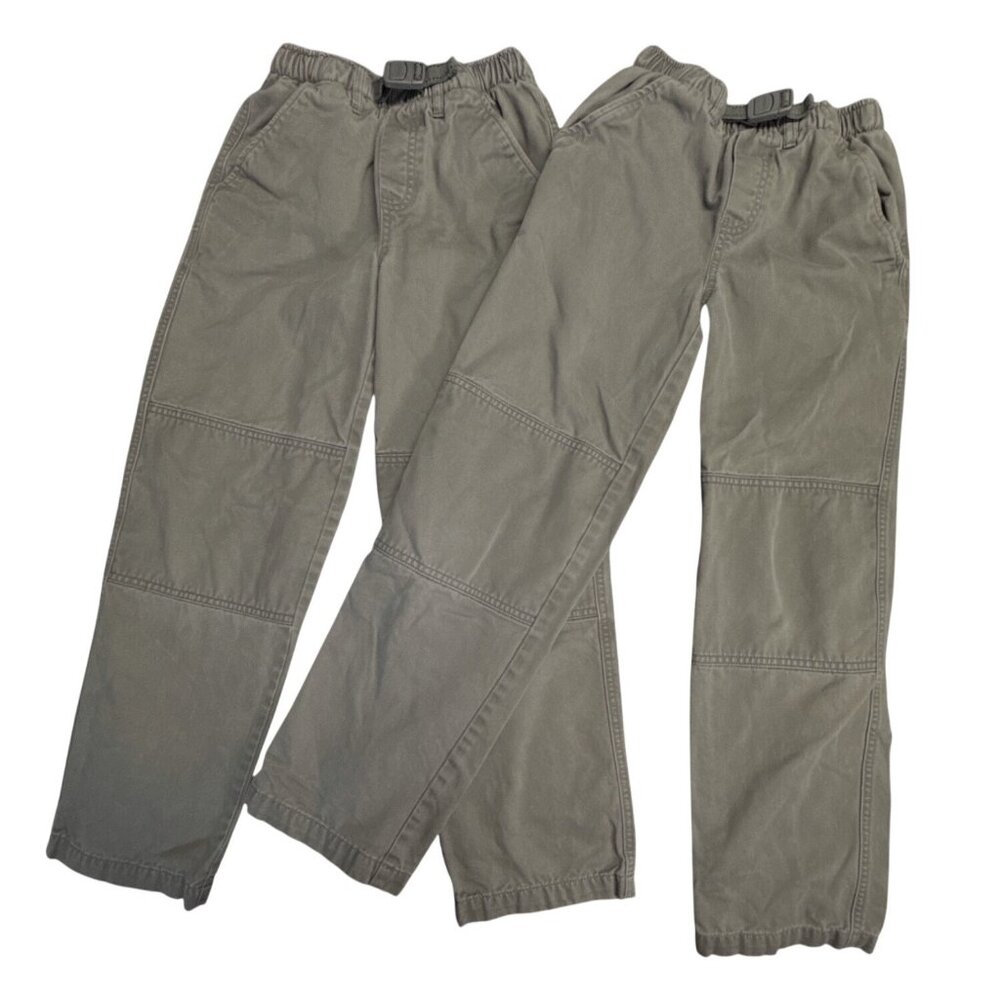 Lands End Boys Medium Size 12s Gray Elastic Waist Cargo Pants Adjustable Belt